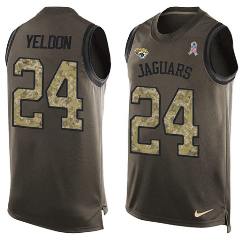 Nike Jaguars #24 T.J. Yeldon Green Men's Stitched NFL Limited Salute To Service Tank Top Jersey - Click Image to Close
